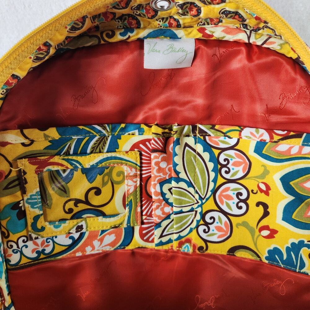 Vera Bradley Large Quilted Backpack Floral Cotton Lightweight Earbud Port - Picture 7 of 9